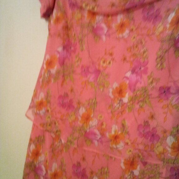 Miss Dorby Dress Women 12P 12 Petite Layered Short Sleeve Floral Pink - Picture 12 of 16